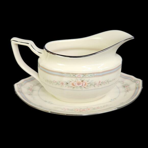 Noritake Rothschild Gravy Boat With Underplate 7293 Porcelain Dinnerware Retired - Picture 1 of 9
